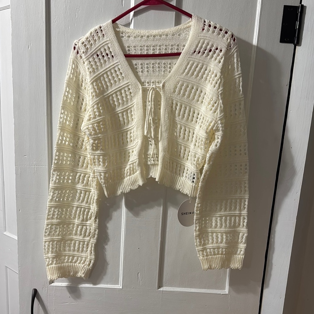 SHEIN Cream Knit Cardigan